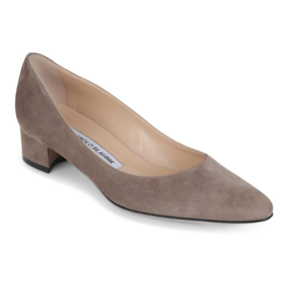 Manolo Blahnick Listony Heels in Taupe sz 37